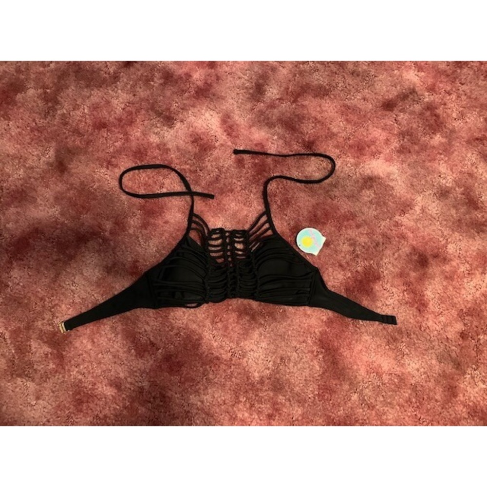 Island Soul Bikini Top Black Size Medium NWT
